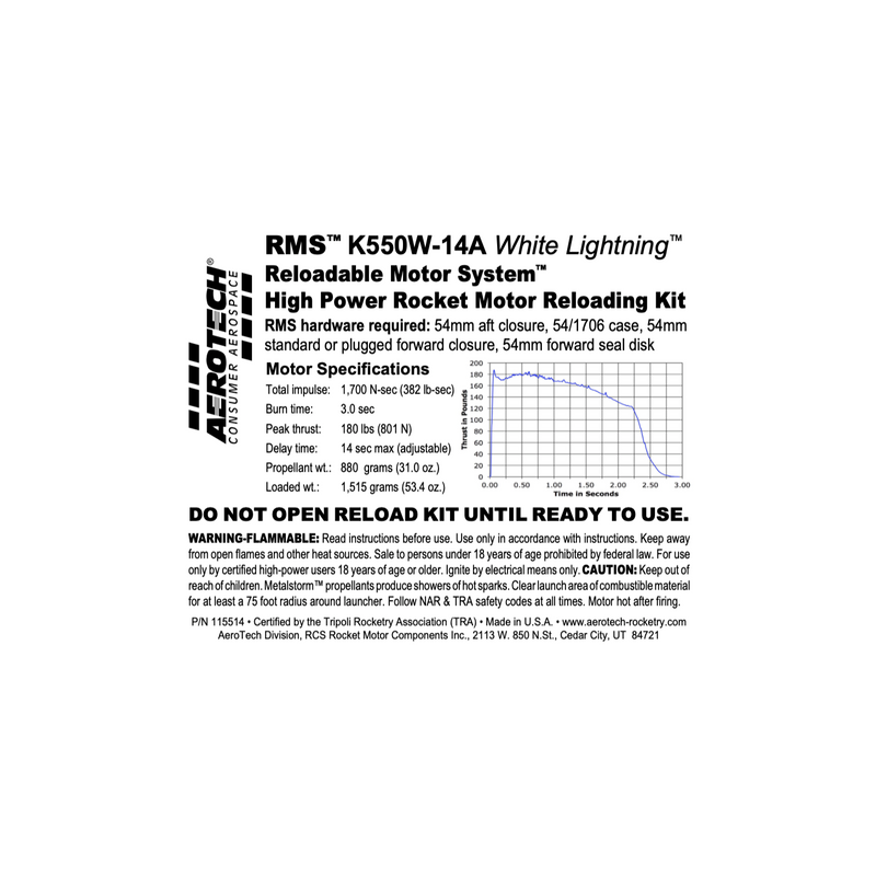 AeroTech K550W-14A RMS-54/1706 Reload Kit (1 Pack) - 115514