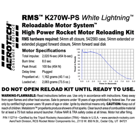 AeroTech K270W-PS RMS-54/2560 Reload Kit (1 Pack) - 112714