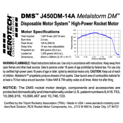 AeroTech J450DM-14A 54mm x 358mm Single Use DMS 1-Motor Kit - 10451