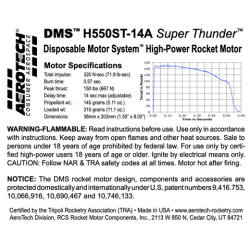 AeroTech H550ST-14A 38mm x 203mm Single Use DMS 1-Motor Kit - 085514