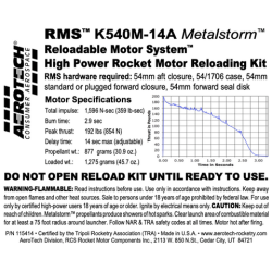 AeroTech K540M-14A RMS-54/1706 Reload Kit (1 Pack) - 115414