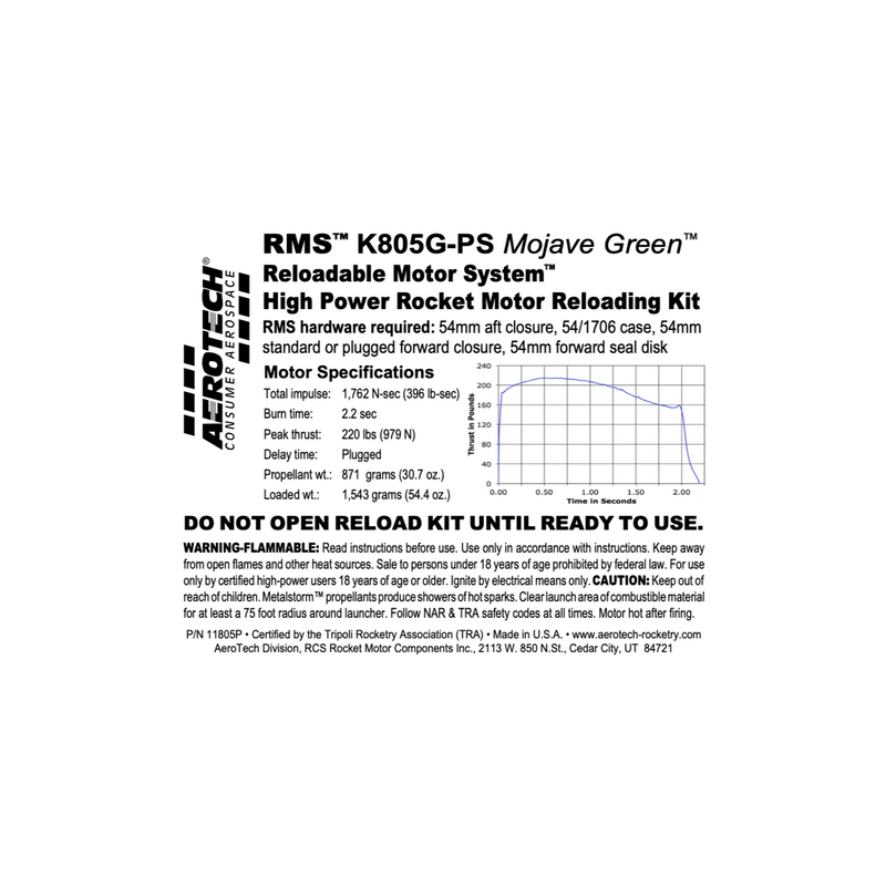 AeroTech K805G-PS RMS-54/1706 Reload Kit (1 Pack) - 11805P