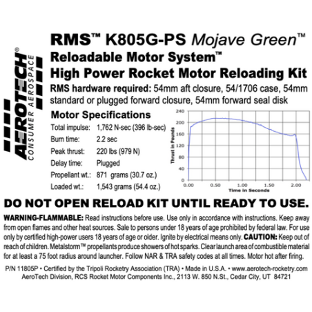 AeroTech K805G-PS RMS-54/1706 Reload Kit (1 Pack) - 11805P